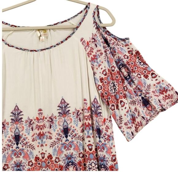 FIG & FLOWER ANTHROPOLOGIE TUNIC BLOUSE COLD SHOULDER SZ S BOHO COTTAGE CORE - Picture 2 of 16